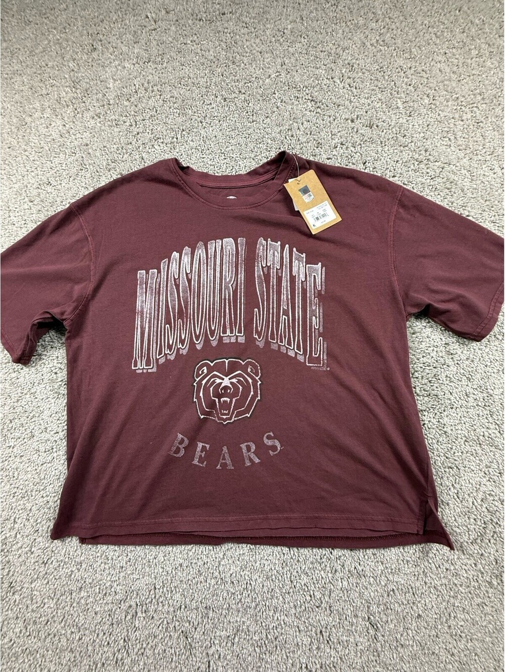 NWT Missouri State Bears Cropped  Women's T-Shirt - Maroon Size S Oversized
